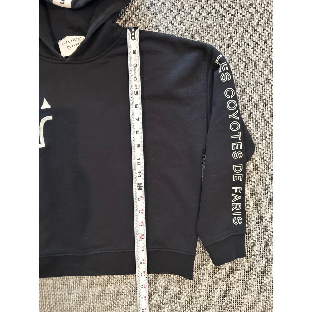 LES COYOTES DE PARIS Girls Black Cropped Hooded Hoodie Sweatshirt Sweater sz 12 - Picture 7 of 8